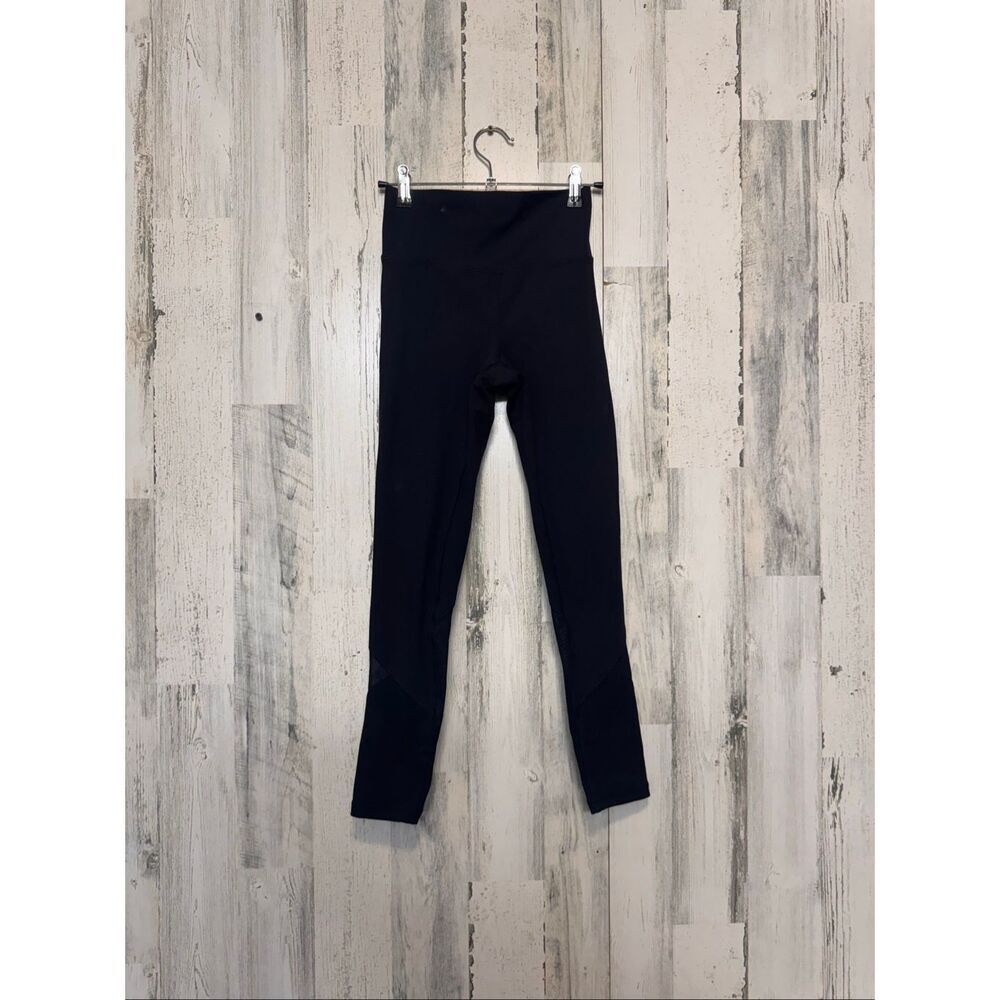 RBX Black Mesh Panel Performance Leggings Womens Size Extra Small XS Workout Tig